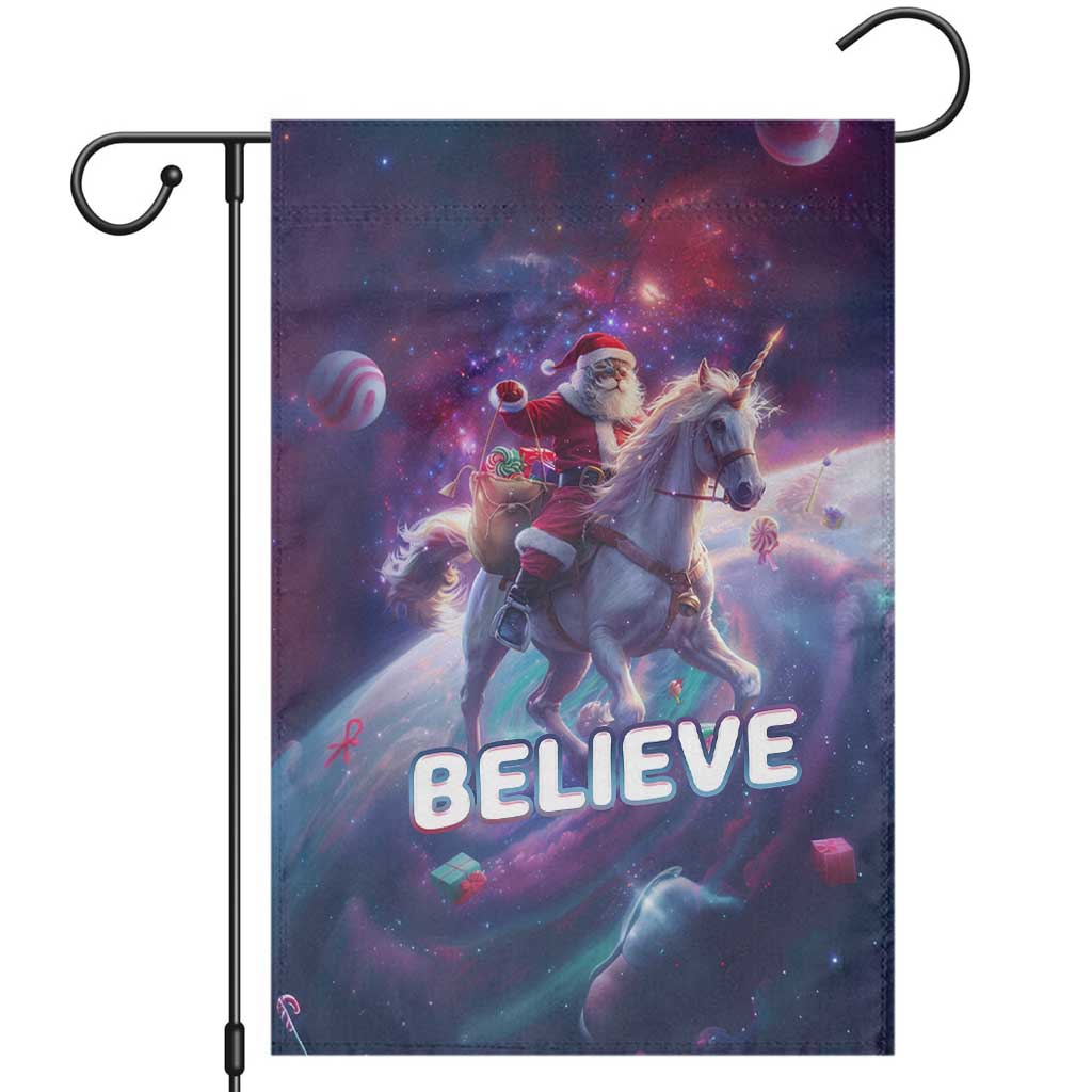 Funny Christmas Cat Garden Flag Santa Cat Riding Unicorn Galaxy Outer Space TS09 Galaxy Print Your Wear