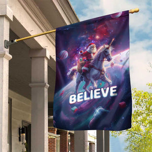 Funny Christmas Cat Garden Flag Santa Cat Riding Unicorn Galaxy Outer Space TS09 Print Your Wear