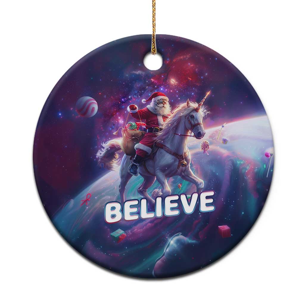 Funny Xmas Cat Christmas Ornament Santa Cat Riding Unicorn Galaxy Outer Space TS09 Print Your Wear