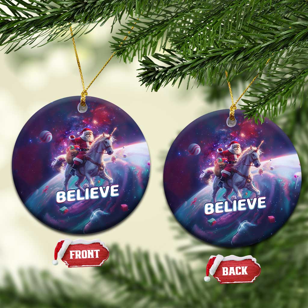 Funny Xmas Cat Christmas Ornament Santa Cat Riding Unicorn Galaxy Outer Space TS09 Circle Galaxy Print Your Wear