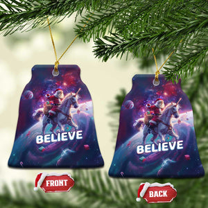 Funny Xmas Cat Christmas Ornament Santa Cat Riding Unicorn Galaxy Outer Space TS09 Bell Flake Galaxy Print Your Wear