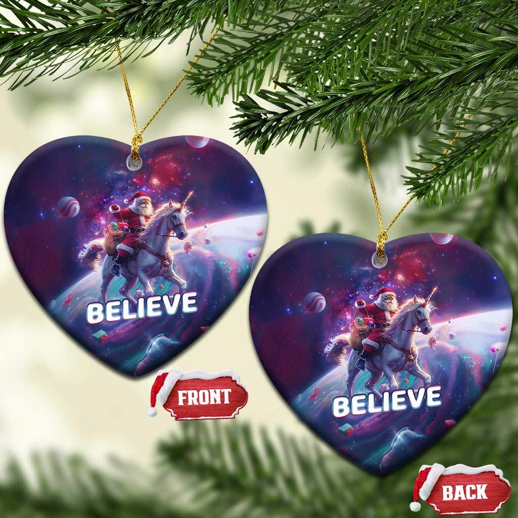 Funny Xmas Cat Christmas Ornament Santa Cat Riding Unicorn Galaxy Outer Space TS09 Heart Galaxy Print Your Wear