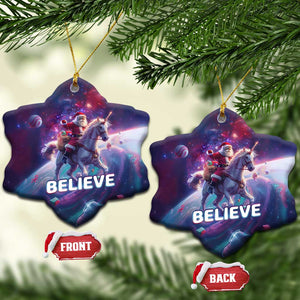 Funny Xmas Cat Christmas Ornament Santa Cat Riding Unicorn Galaxy Outer Space TS09 Snow Flake Galaxy Print Your Wear