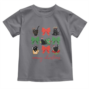 Funny Christmas Black Cat Baby Shirt Meowy Christmas Cute Cats Coquette Bow TS09 Charcoal Print Your Wear