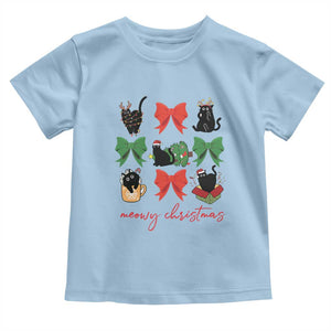 Funny Christmas Black Cat Baby Shirt Meowy Christmas Cute Cats Coquette Bow TS09 Light Blue Print Your Wear