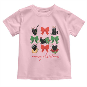 Funny Christmas Black Cat Baby Shirt Meowy Christmas Cute Cats Coquette Bow TS09 Light Pink Print Your Wear