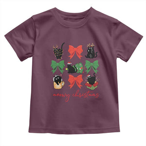 Funny Christmas Black Cat Baby Shirt Meowy Christmas Cute Cats Coquette Bow TS09 Maroon Print Your Wear