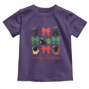 Funny Christmas Black Cat Baby Shirt Meowy Christmas Cute Cats Coquette Bow TS09 Purple Print Your Wear