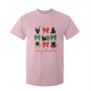 Funny Christmas Black Cat T Shirt For Kid Meowy Christmas Cute Cats Coquette Bow TS09 Light Pink Print Your Wear