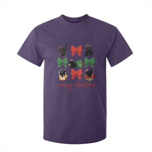 Funny Christmas Black Cat T Shirt For Kid Meowy Christmas Cute Cats Coquette Bow TS09 Purple Print Your Wear