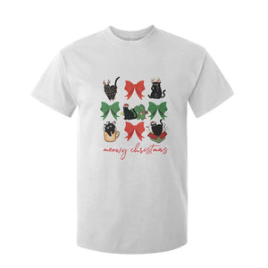 Funny Christmas Black Cat T Shirt For Kid Meowy Christmas Cute Cats Coquette Bow TS09 White Print Your Wear