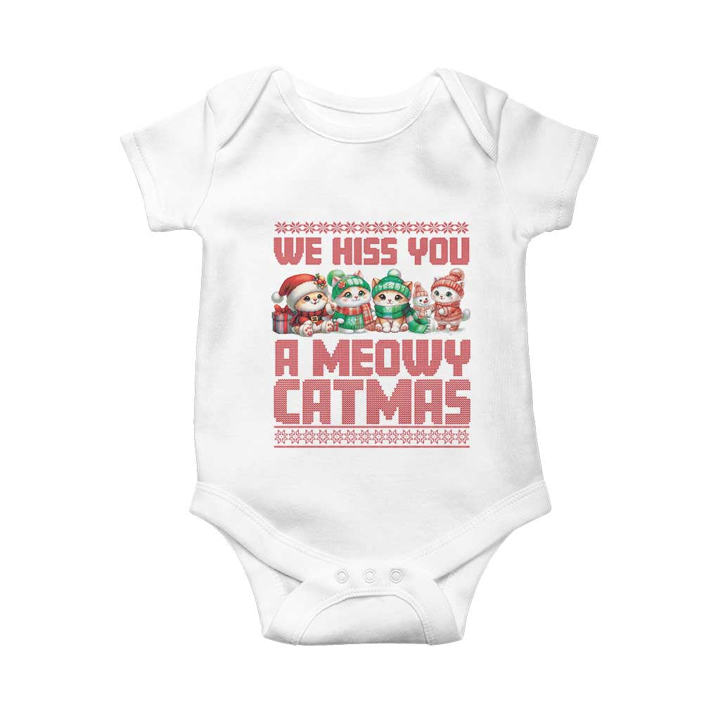 Christmas Cat Baby Onesie We Hiss You A Meowy Catmas TS09 White Print Your Wear