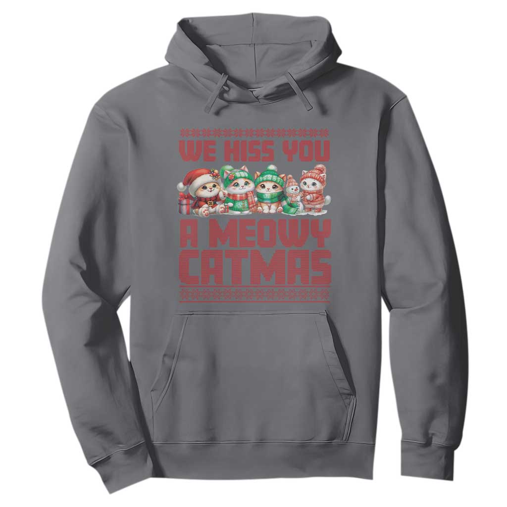 Christmas Cat Hoodie We Hiss You A Meowy Catmas TS09 Charcoal Print Your Wear