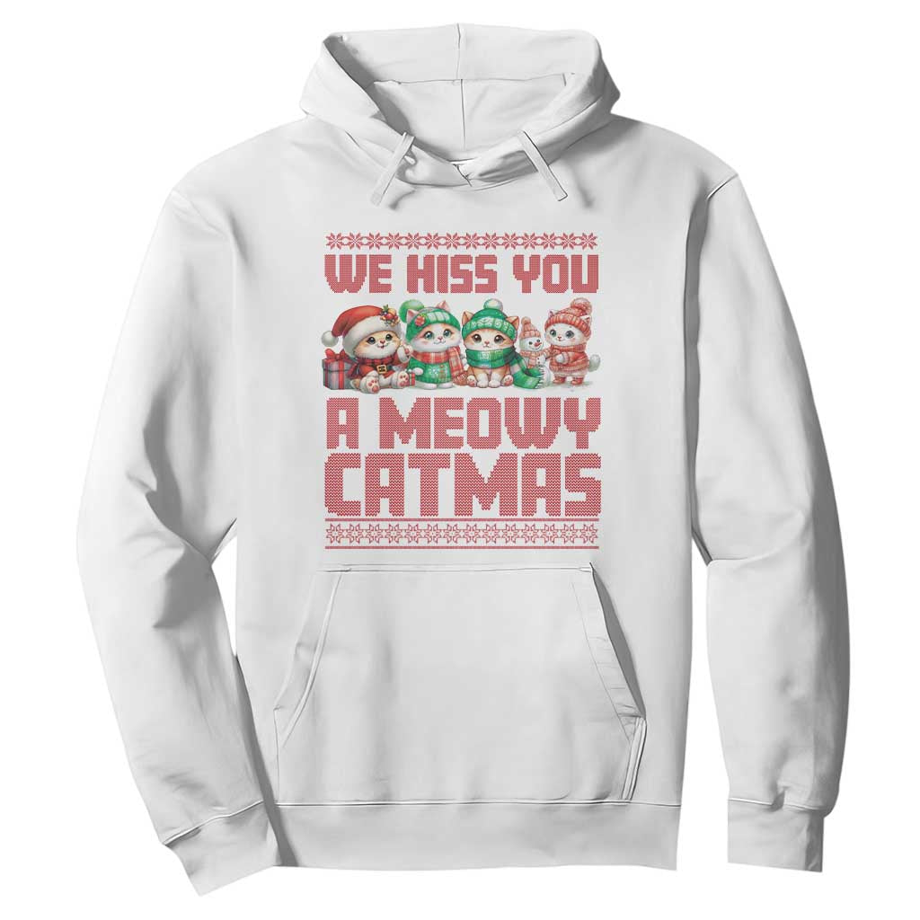 Christmas Cat Hoodie We Hiss You A Meowy Catmas TS09 White Print Your Wear