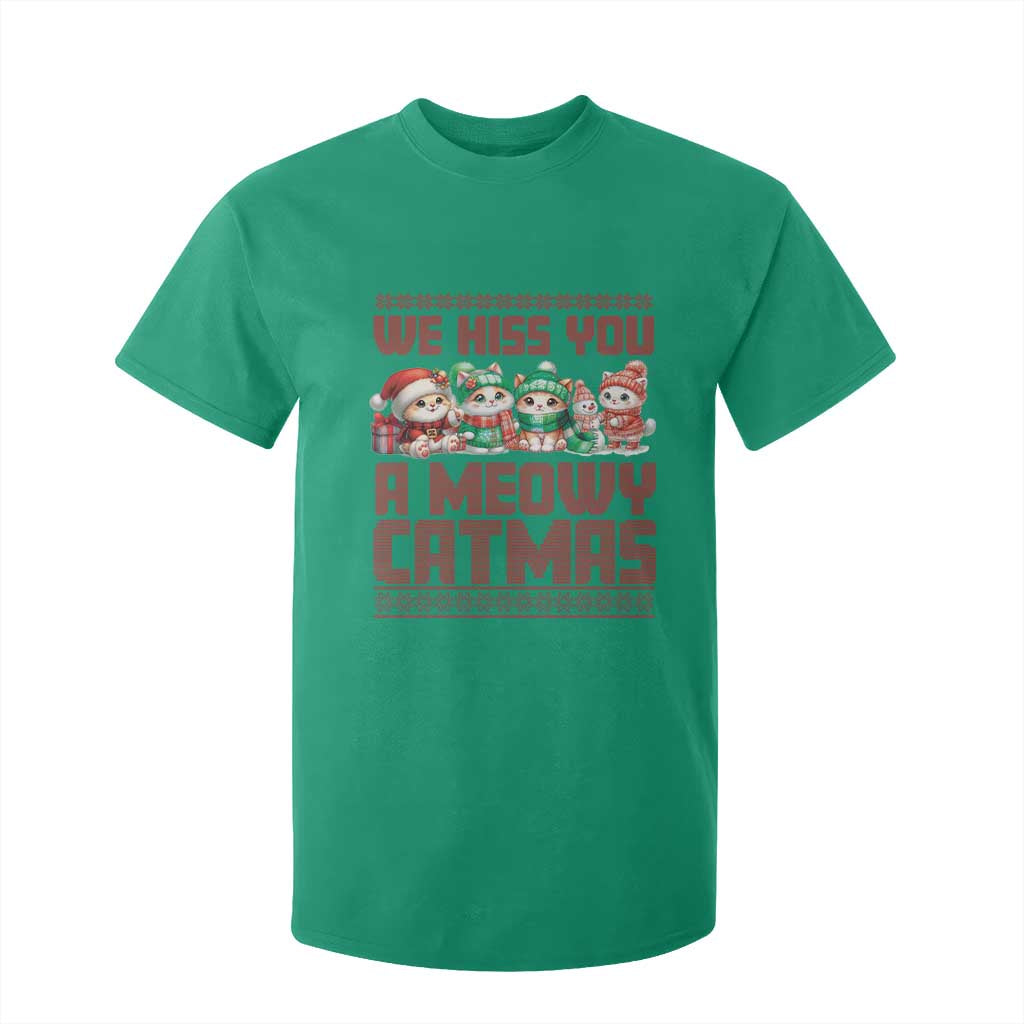 Christmas Cat T Shirt For Kid We Hiss You A Meowy Catmas TS09 Irish Green Print Your Wear