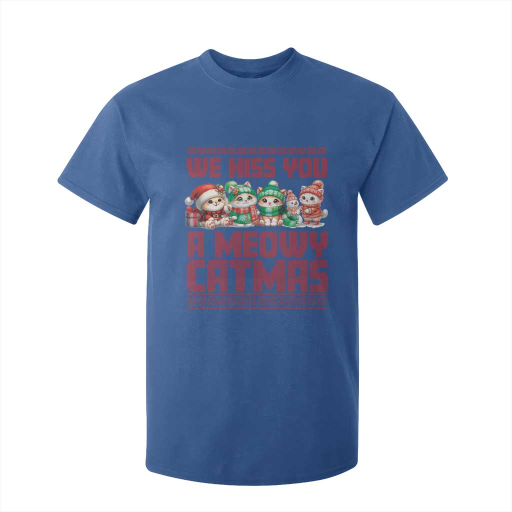 Christmas Cat T Shirt For Kid We Hiss You A Meowy Catmas TS09 Royal Blue Print Your Wear