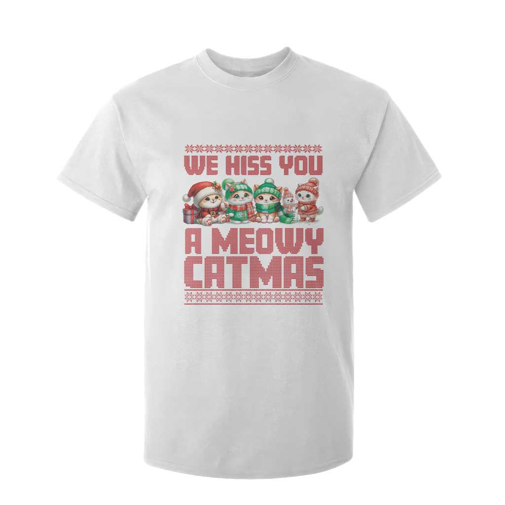Christmas Cat T Shirt For Kid We Hiss You A Meowy Catmas TS09 White Print Your Wear