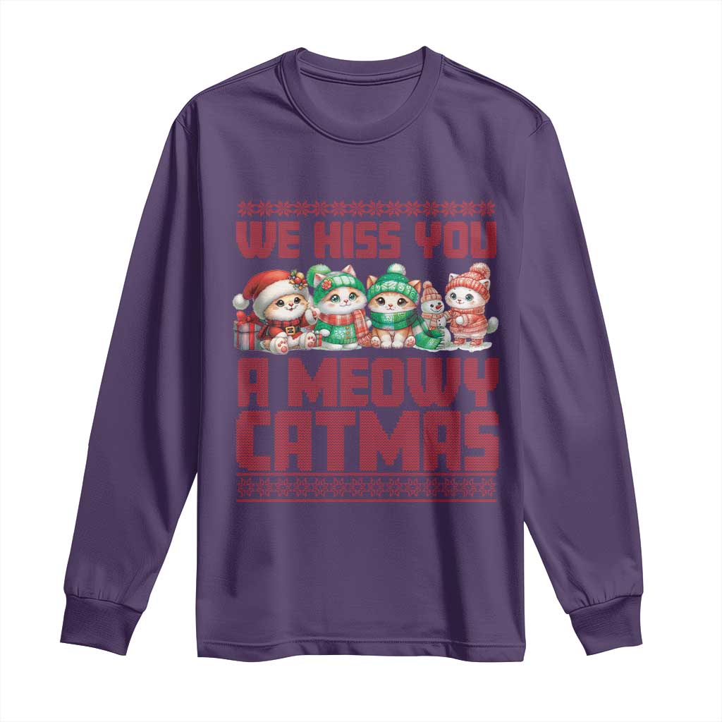 Christmas Cat Long Sleeve Shirt We Hiss You A Meowy Catmas TS09 Purple Print Your Wear