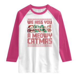 Christmas Cat Raglan Shirt We Hiss You A Meowy Catmas TS09 White Heliconia Print Your Wear