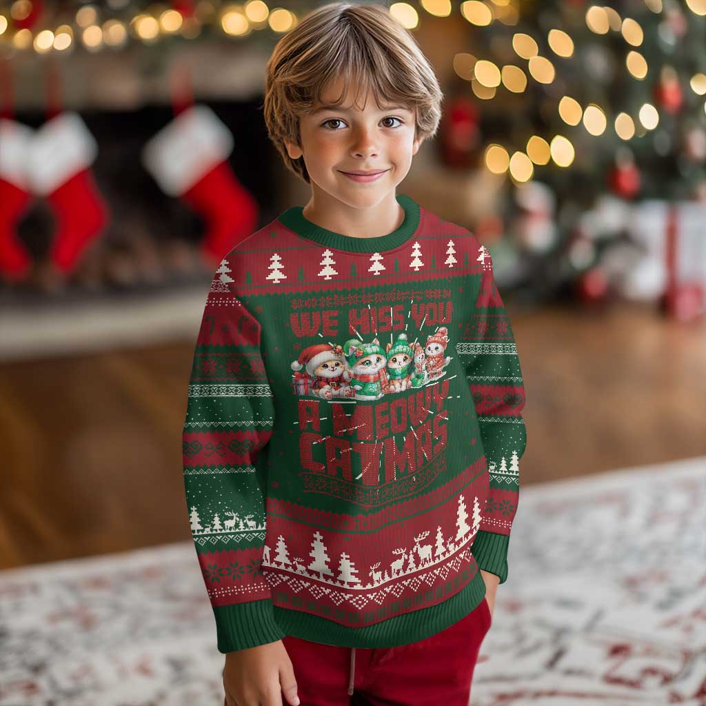 Xmas Cat Ugly Christmas Sweater We Hiss You A Meowy Catmas TS09 Christmas Print Your Wear