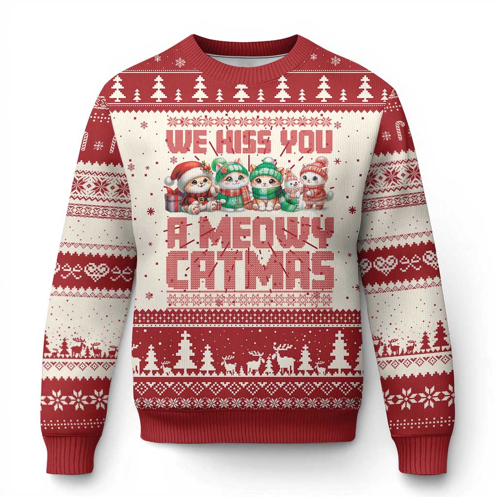 Xmas Cat Ugly Christmas Sweater We Hiss You A Meowy Catmas TS09 Red Print Your Wear