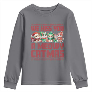 Christmas Cat Youth Sweatshirt We Hiss You A Meowy Catmas TS09 Charcoal Print Your Wear