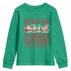 Christmas Cat Youth Sweatshirt We Hiss You A Meowy Catmas TS09 Irish Green Print Your Wear