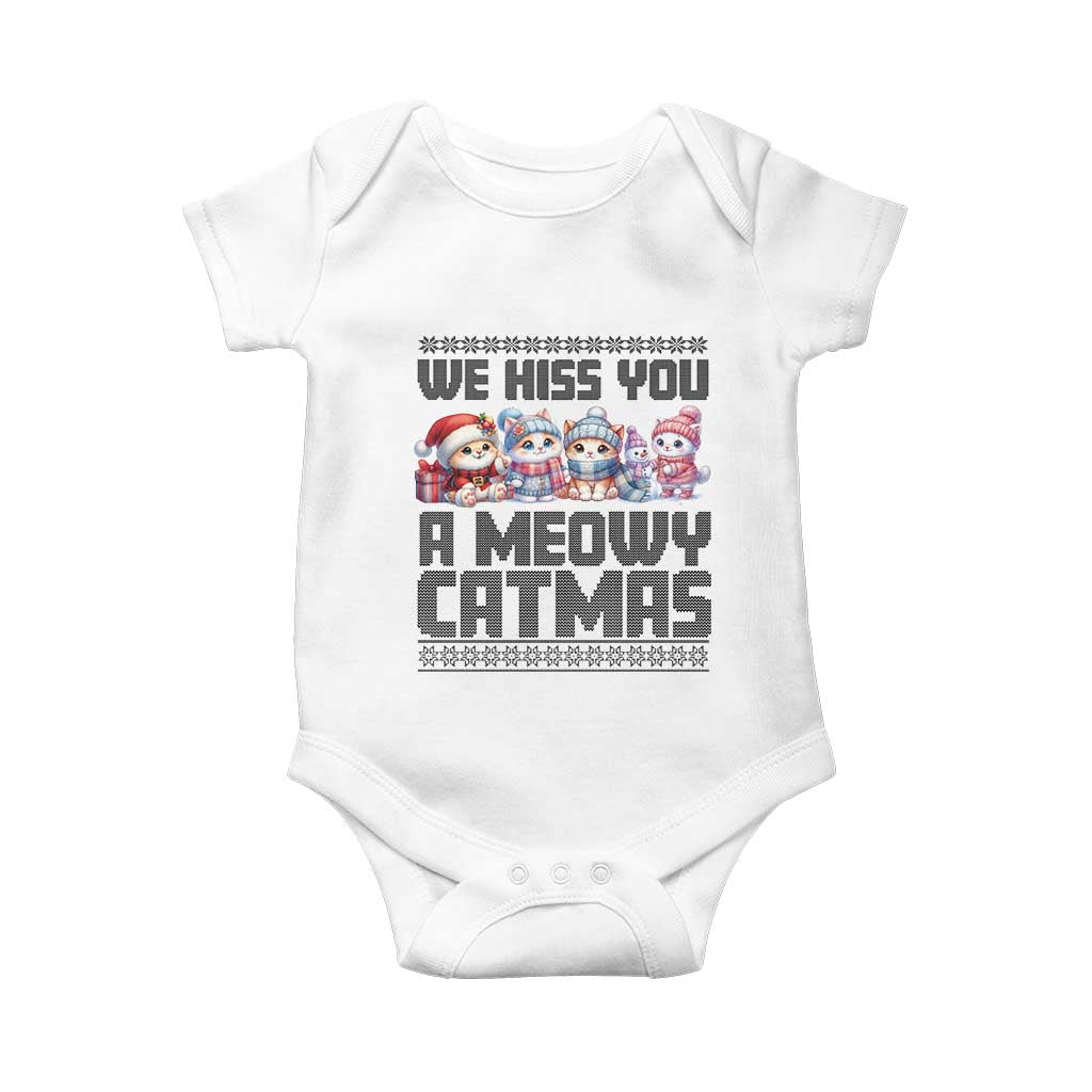 Christmas Cute Cat Baby Onesie We Hiss You A Meowy Catmas TS09 White Print Your Wear