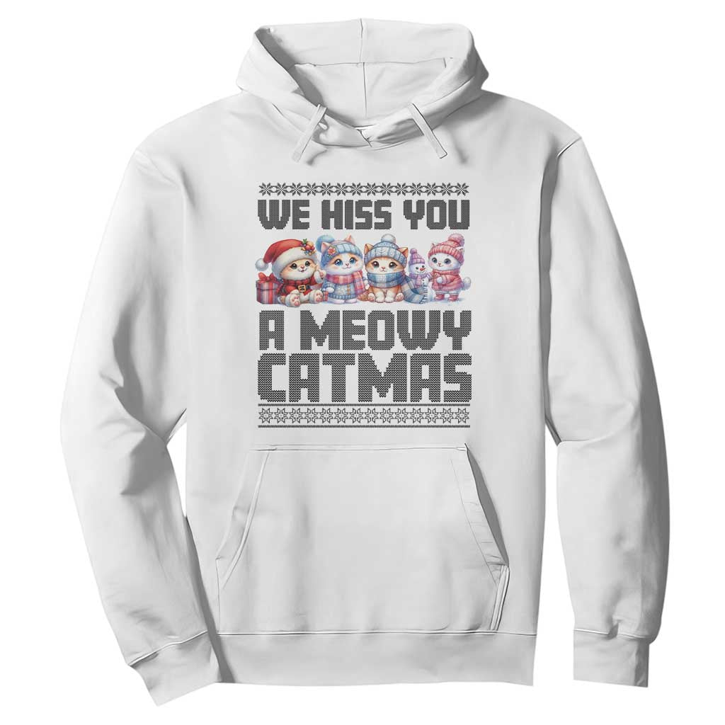 Christmas Cute Cat Hoodie We Hiss You A Meowy Catmas TS09 White Print Your Wear