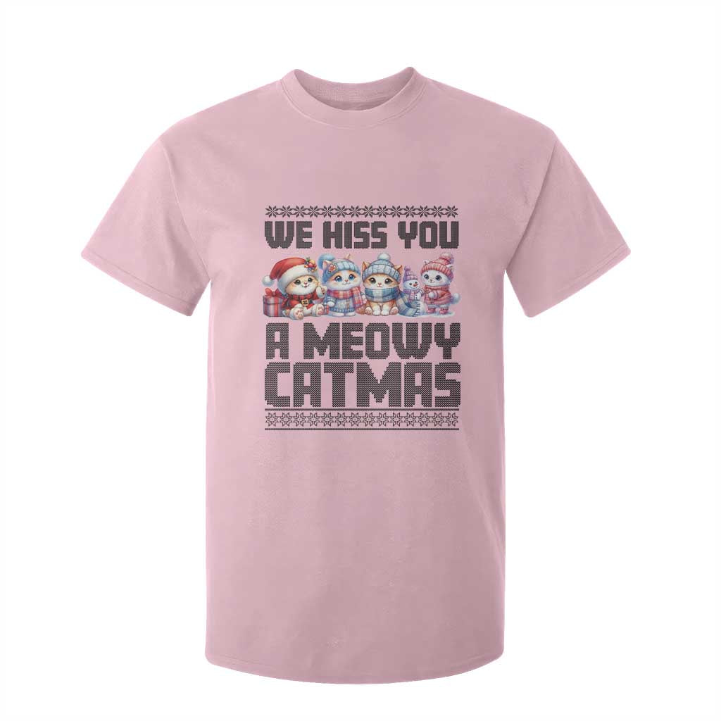 Christmas Cute Cat T Shirt For Kid We Hiss You A Meowy Catmas TS09 Light Pink Print Your Wear