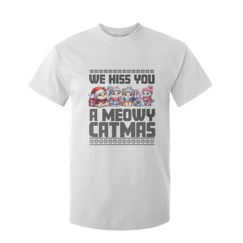 Christmas Cute Cat T Shirt For Kid We Hiss You A Meowy Catmas TS09 White Print Your Wear