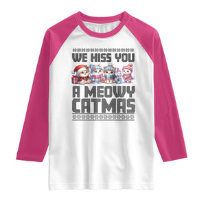 Christmas Cute Cat Raglan Shirt We Hiss You A Meowy Catmas TS09 White Heliconia Print Your Wear