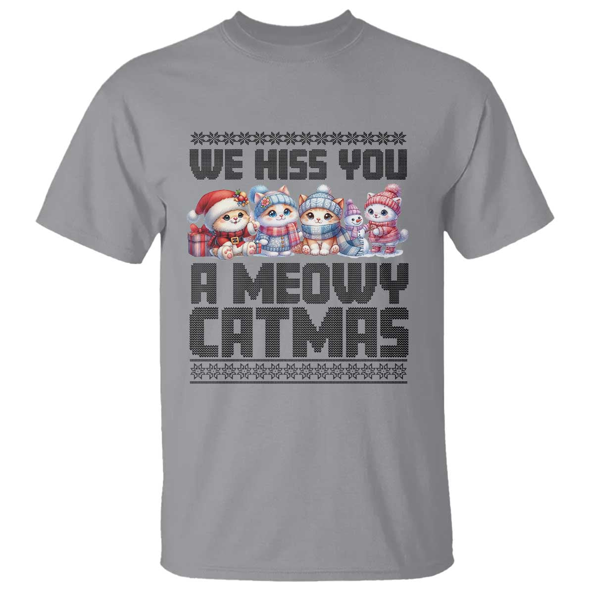 Christmas Cute Cat T Shirt We Hiss You A Meowy Catmas TS09 Sport Gray Print Your Wear