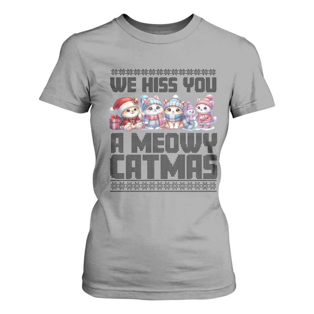 Christmas Cute Cat T Shirt For Women We Hiss You A Meowy Catmas TS09 Sport Gray Print Your Wear