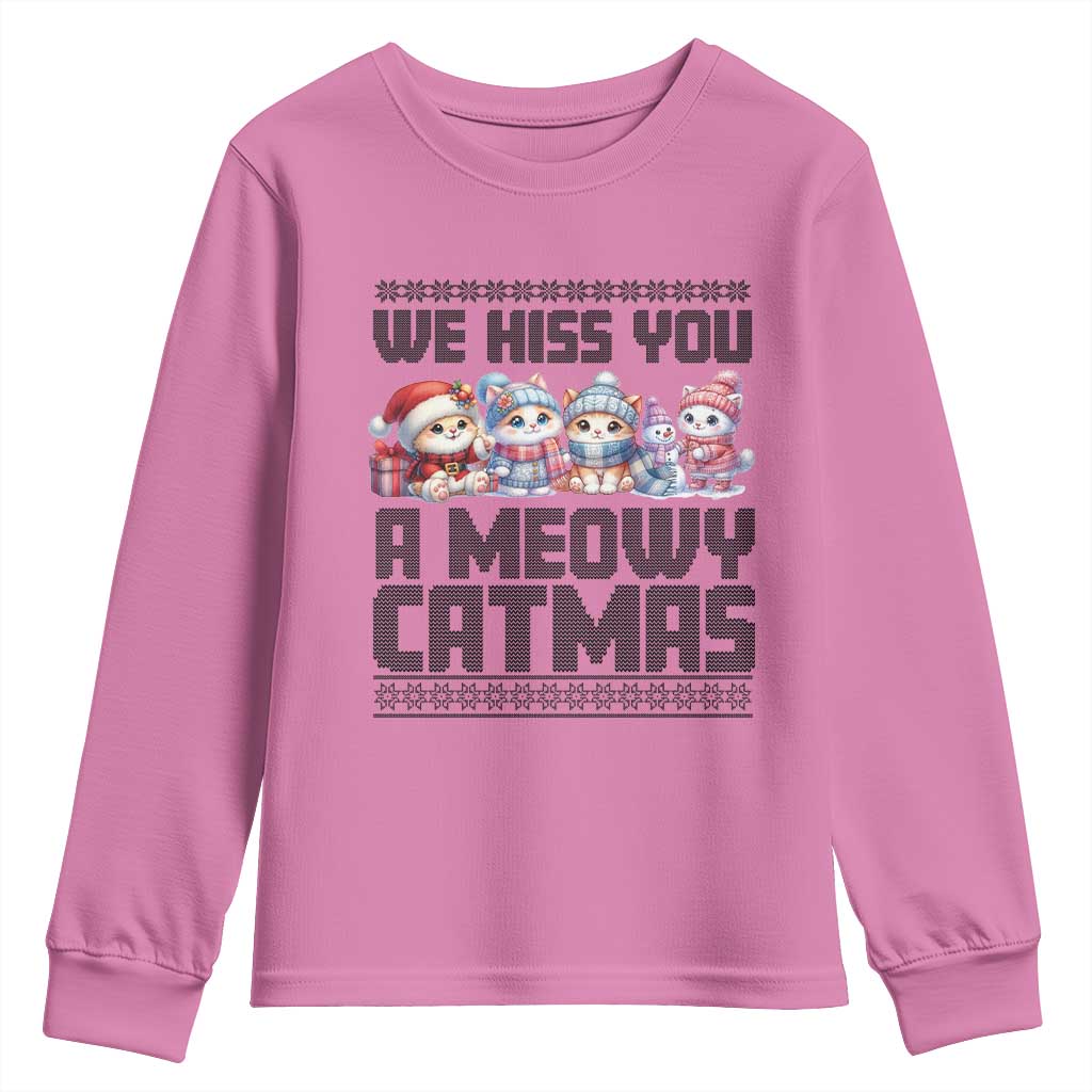 Christmas Cute Cat Youth Sweatshirt We Hiss You A Meowy Catmas TS09 Azalea Print Your Wear