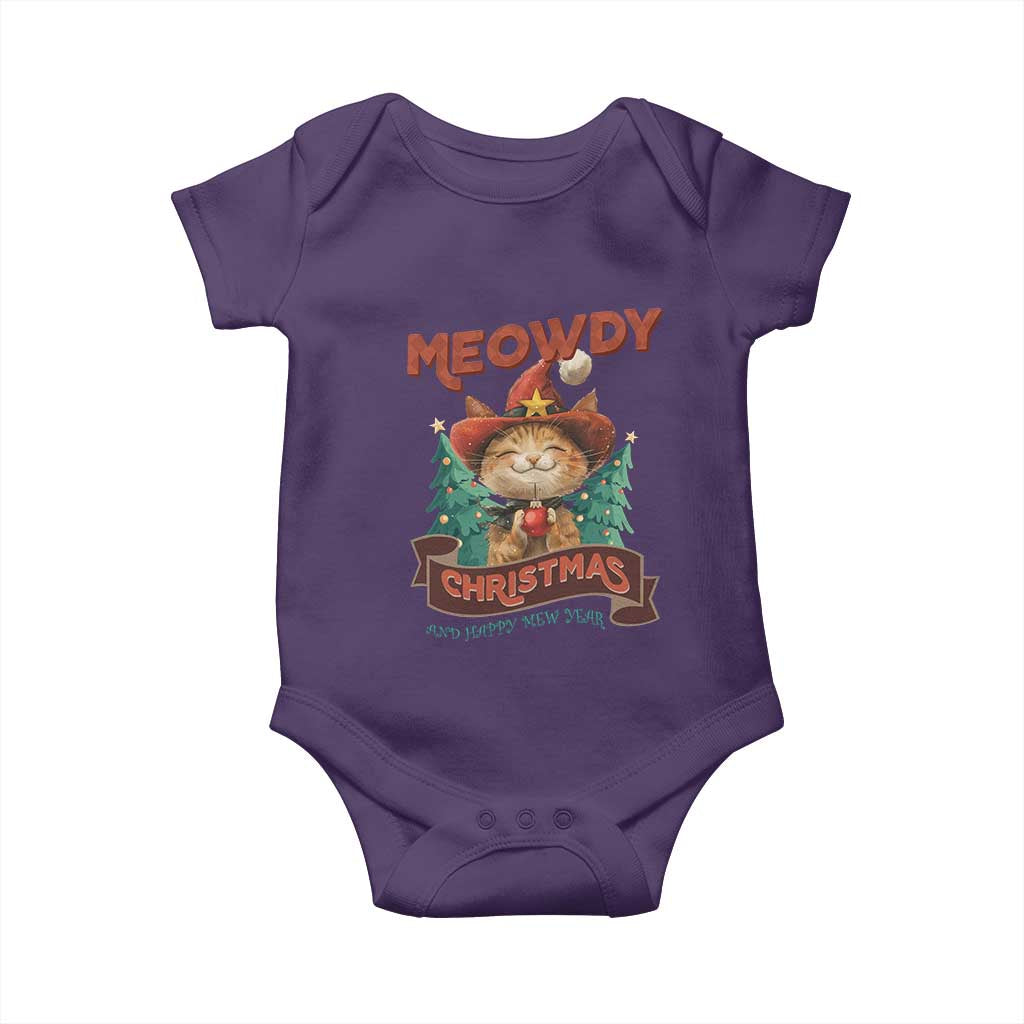 Christmas Cowboy Cat Baby Onesie Meowdy Christmas And Happy Mew Year TS09 Purple Print Your Wear