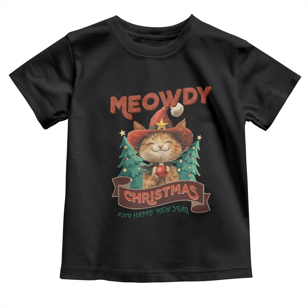 Christmas Cowboy Cat Baby Shirt Meowdy Christmas And Happy Mew Year TS09 Black Print Your Wear