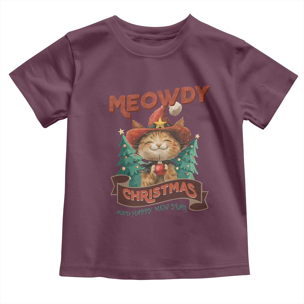 Christmas Cowboy Cat Baby Shirt Meowdy Christmas And Happy Mew Year TS09 Maroon Print Your Wear