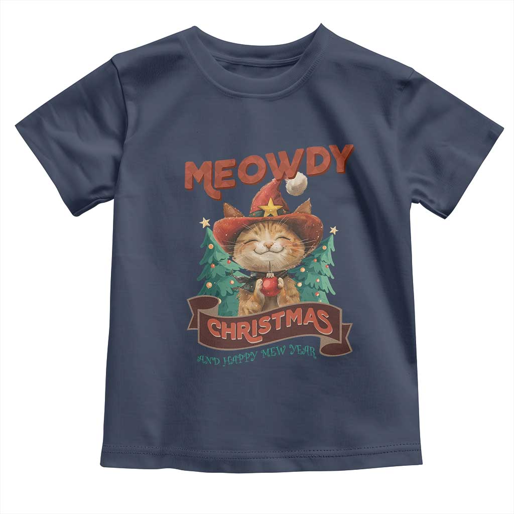 Christmas Cowboy Cat Baby Shirt Meowdy Christmas And Happy Mew Year TS09 Navy Print Your Wear