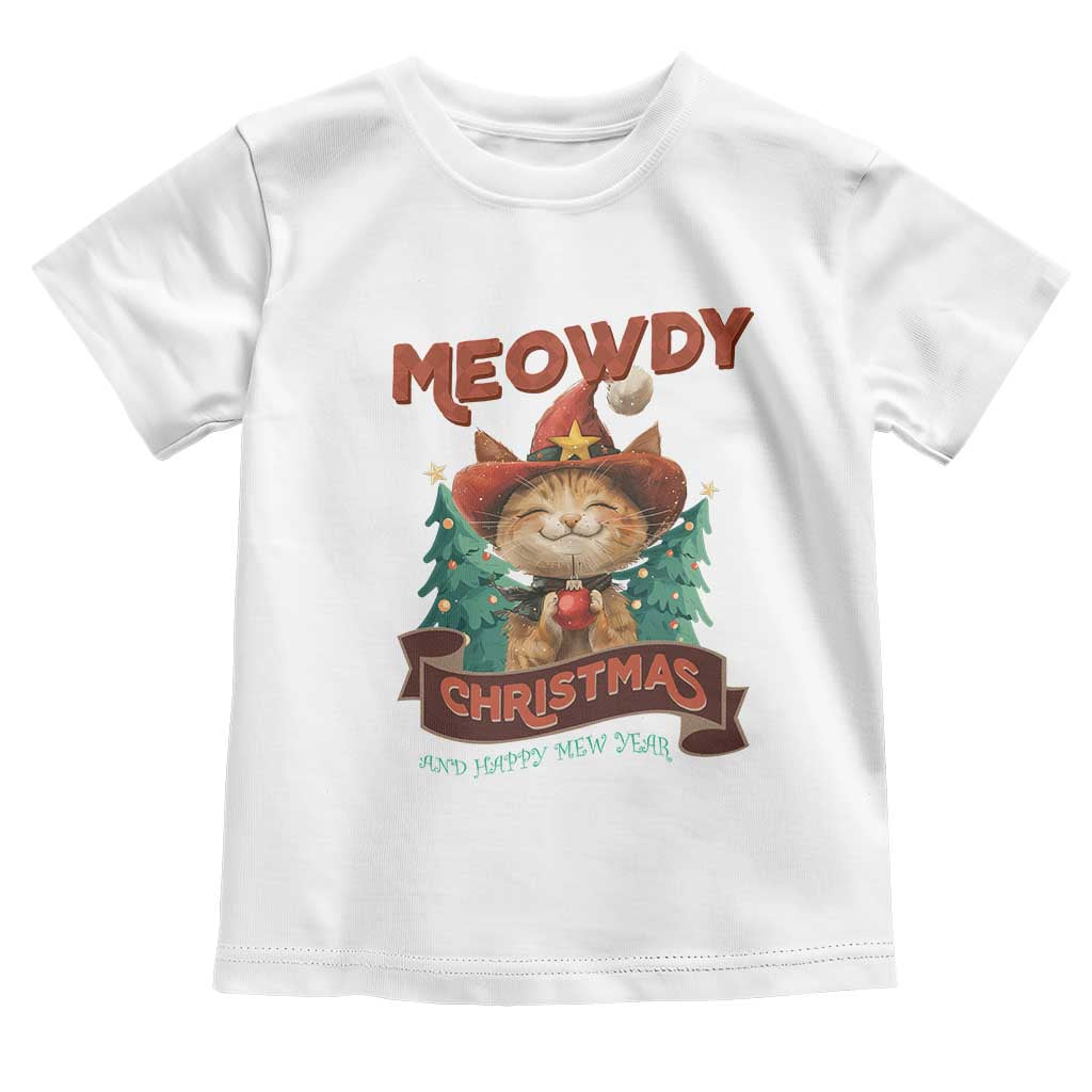 Christmas Cowboy Cat Baby Shirt Meowdy Christmas And Happy Mew Year TS09 White Print Your Wear