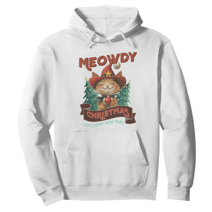 Christmas Cowboy Cat Hoodie Meowdy Christmas And Happy Mew Year TS09 White Print Your Wear