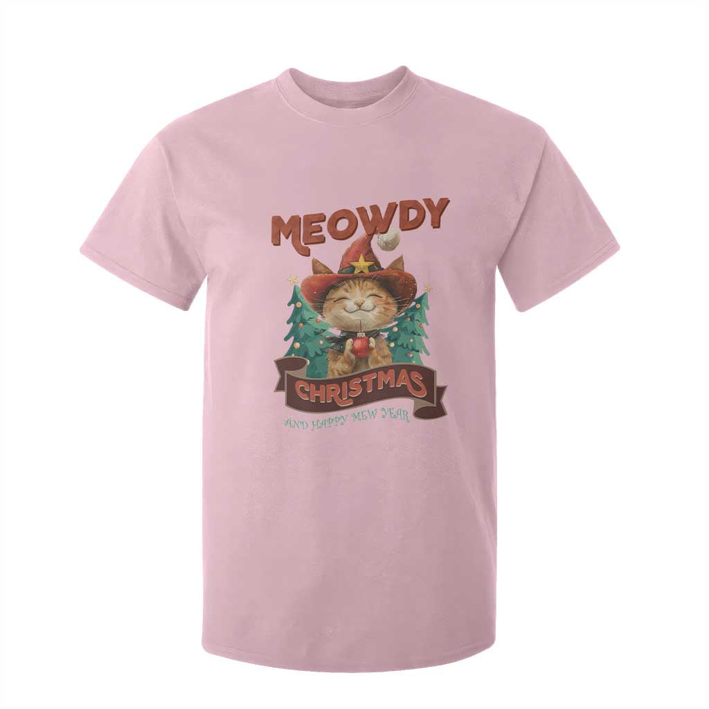 Christmas Cowboy Cat T Shirt For Kid Meowdy Christmas And Happy Mew Year TS09 Light Pink Print Your Wear