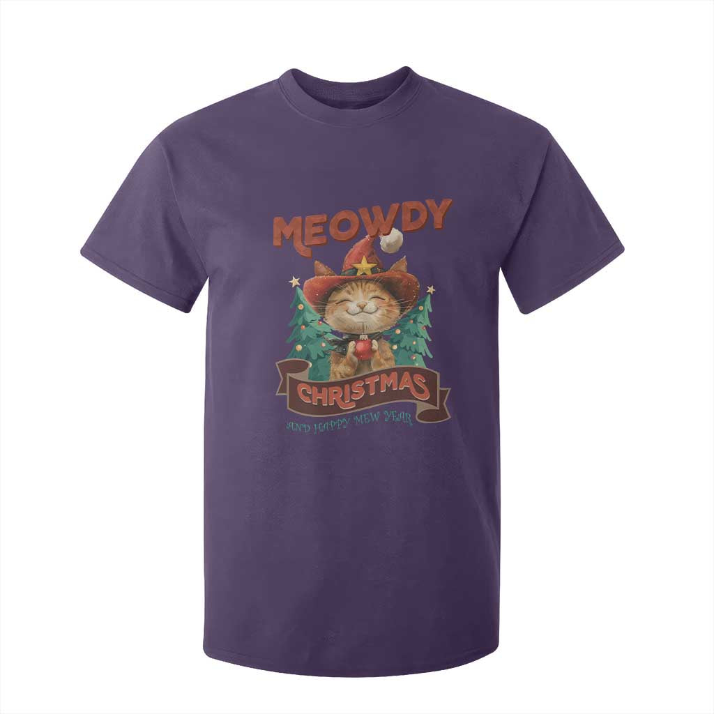 Christmas Cowboy Cat T Shirt For Kid Meowdy Christmas And Happy Mew Year TS09 Purple Print Your Wear