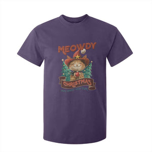 Christmas Cowboy Cat T Shirt For Kid Meowdy Christmas And Happy Mew Year TS09 Purple Print Your Wear