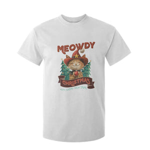 Christmas Cowboy Cat T Shirt For Kid Meowdy Christmas And Happy Mew Year TS09 White Print Your Wear