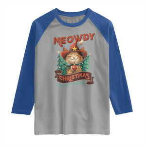 Christmas Cowboy Cat Raglan Shirt Meowdy Christmas And Happy Mew Year TS09 Sport Gray Royal Print Your Wear
