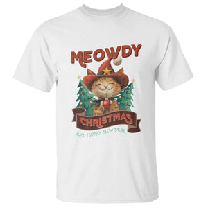 Christmas Cowboy Cat T Shirt Meowdy Christmas And Happy Mew Year TS09 White Print Your Wear