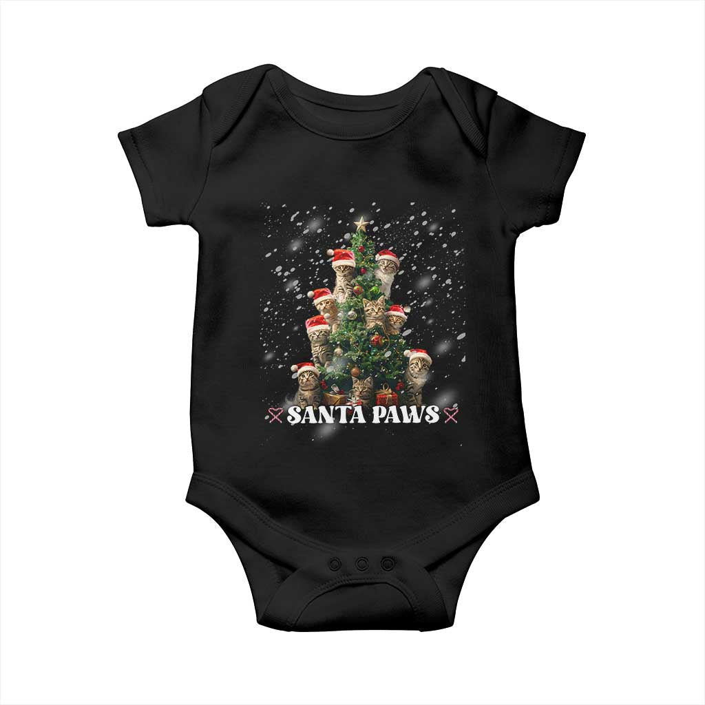 Christmas Cat Baby Onesie Santa Paw And Claw Cats Xmas Tree TS09 Black Print Your Wear