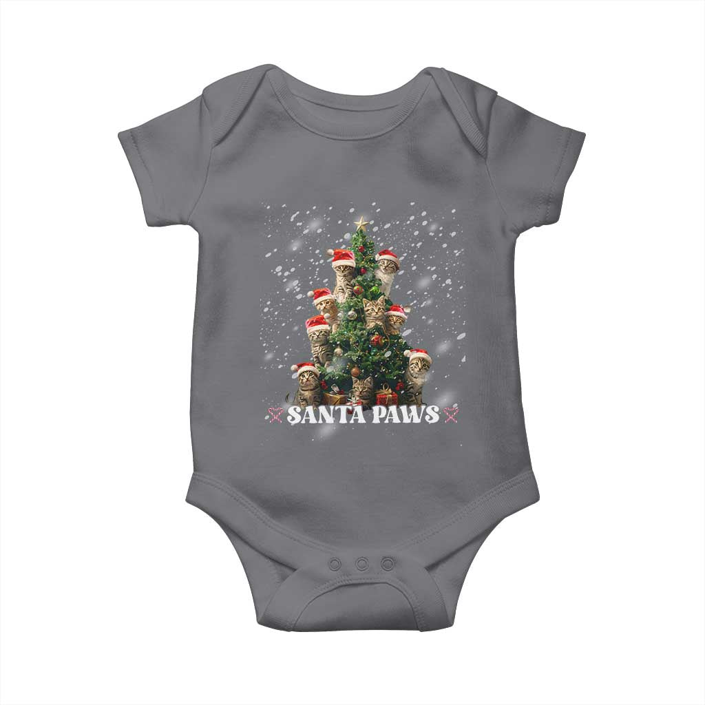 Christmas Cat Baby Onesie Santa Paw And Claw Cats Xmas Tree TS09 Charcoal Print Your Wear