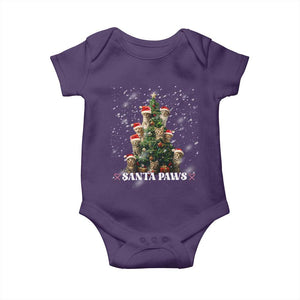 Christmas Cat Baby Onesie Santa Paw And Claw Cats Xmas Tree TS09 Purple Print Your Wear